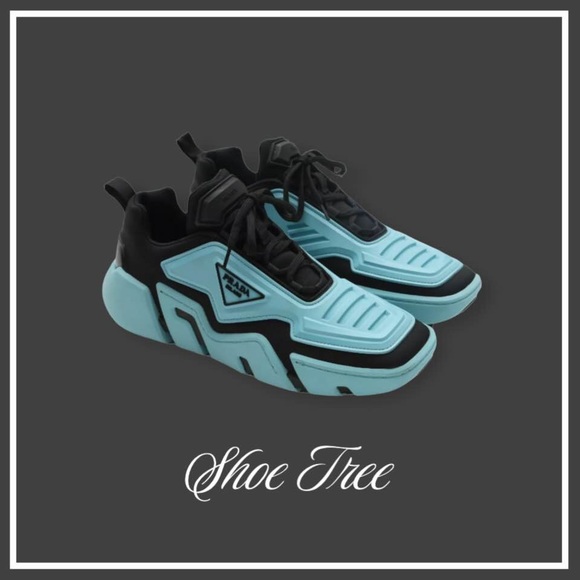 Prada Techno Knit Segment Low Top Women Size 9 Cool Blue - Picture 2 of 7